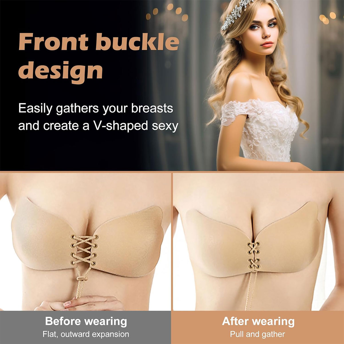 Self Adhesive Silicone Bra – Invisible Sticky Strapless Stick-On Bra for Women