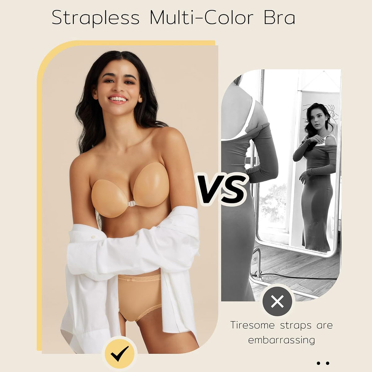 Silicone Adhesive Bra – Invisible Stick On Strapless Bra for Women